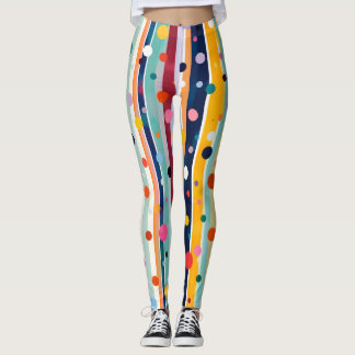 Leggings Motif à pois et rayures Color Pop