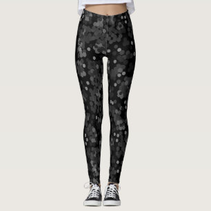 Leggings Motif à pois vert turquoise sur fond noir