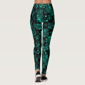 Leggings Motif à pois vert turquoise sur noir (Dos)