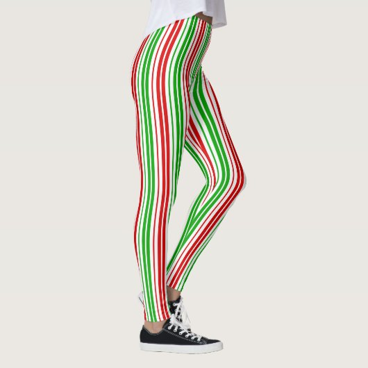 Leggings Motif à rayures blanches rouges et vertes (Droite)