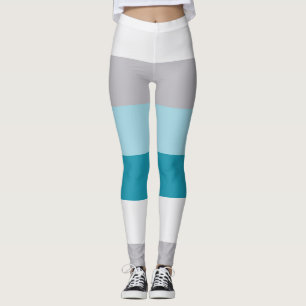 Leggings Motif à rayures horizontales Bleu Blanc Gris Gris