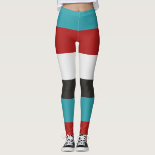 Leggings Motif à rayures horizontales gris-rouge turquoise