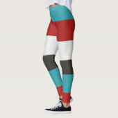 Leggings Motif à rayures horizontales gris-rouge turquoise  (Gauche)