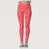 Leggings Motif à rayures rose, orange et jaune personnalisé (Devant)
