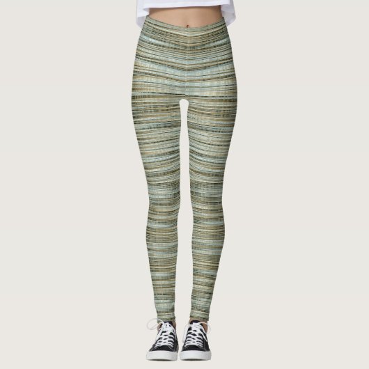 Leggings Motif à rayures turquoise et or (Devant)