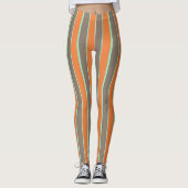 Leggings Motif à rayures vert, gris et orange (Devant)