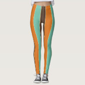Leggings Motif à rayures vert, noir et orange (Devant)