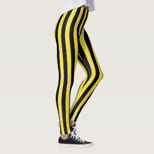 Leggings Motif à rayures verticales noires et jaunes