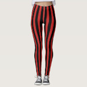 Leggings Motif à rayures verticales noires et rouges (Devant)