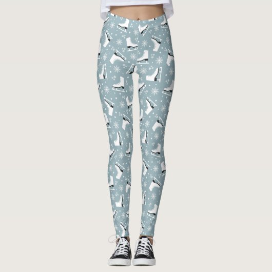 Leggings Motif à thème hiver avec patins à glace (Devant)