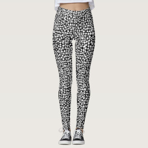 Leggings motif Abstrait 190621 Blanc sur noir