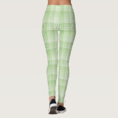 Leggings Motif Abstrait à Damier Vert Blanc (Dos)