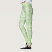 Leggings Motif Abstrait à Damier Vert Blanc (Gauche)