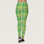 Leggings Motif Abstrait à Damier Vert Bleu (Dos)