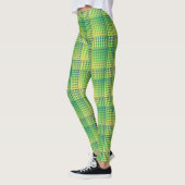 Leggings Motif Abstrait à Damier Vert Bleu (Gauche)