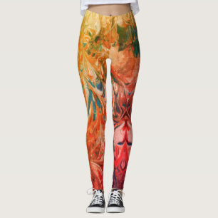 Leggings Motif Abstrait à rouleaux de marbre multicolore
