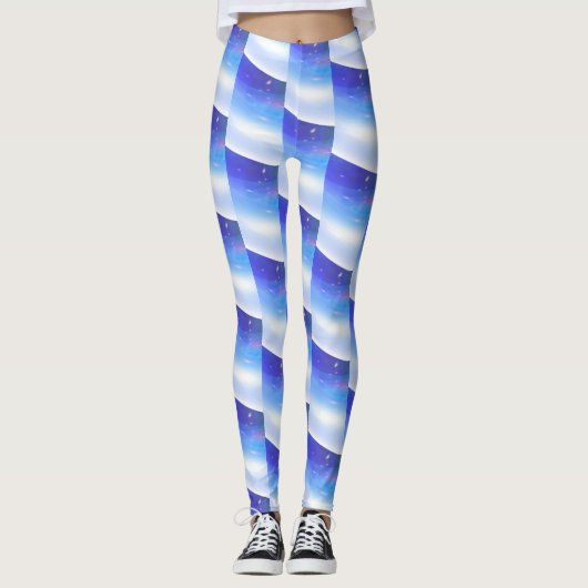 Leggings Motif Abstrait à vague bleue #4 (Devant)