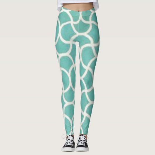 Leggings Motif Abstrait Aqua moderne (Devant)