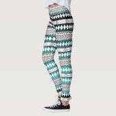 Leggings Motif Abstrait Aztec Turquoise bleu géométrique (Gauche)