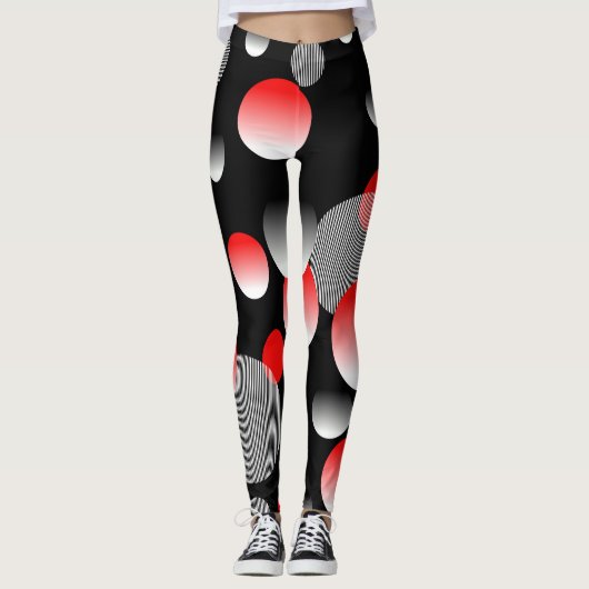 LEGGINGS MOTIF ABSTRAIT BLACK ROUGE (Devant)