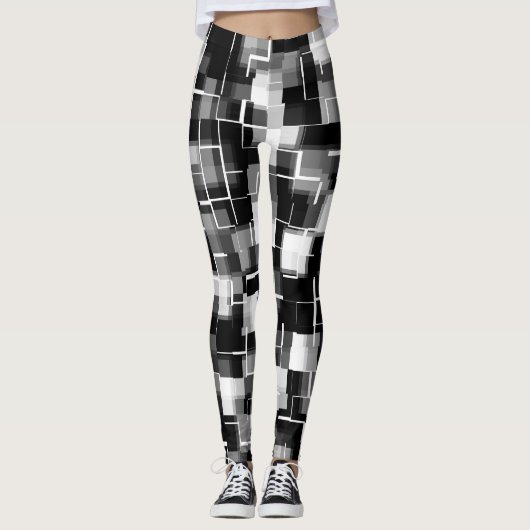 Leggings Motif Abstrait Black White (Devant)