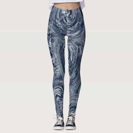 Leggings Motif Abstrait bleu et blanc (Devant)