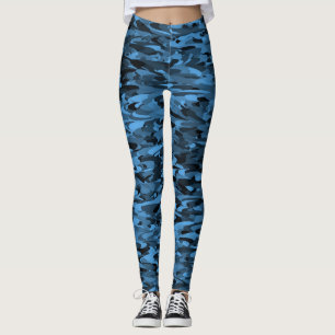 Leggings Motif Abstrait Bleu Noir
