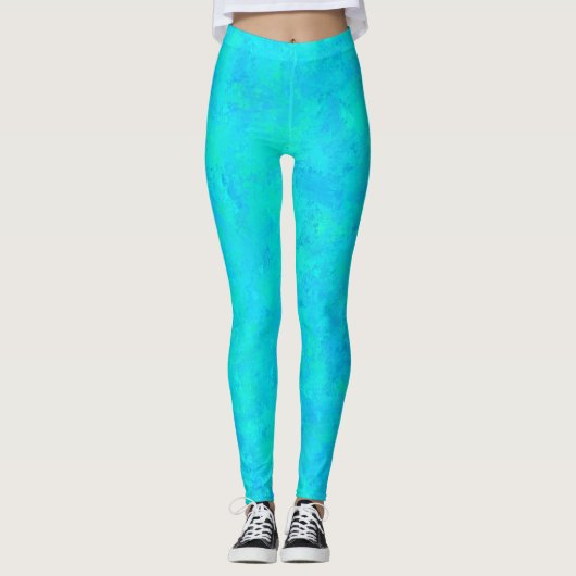 Leggings Motif Abstrait bleu turquoise (Devant)