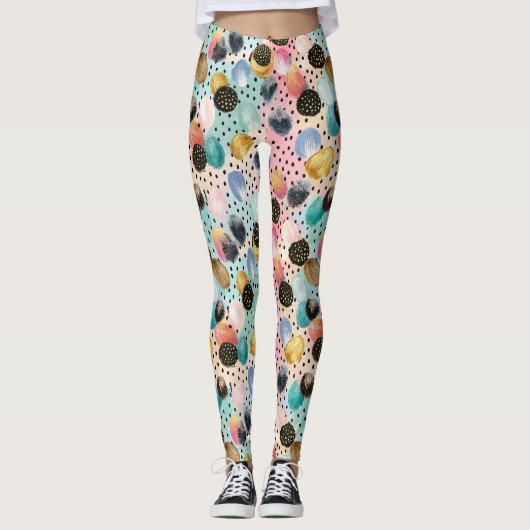 Leggings Motif Abstrait brosse et Pointe Polka (Devant)