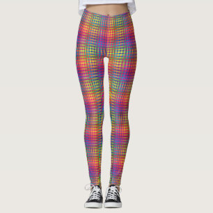 Leggings Motif Abstrait Coloré à Damier