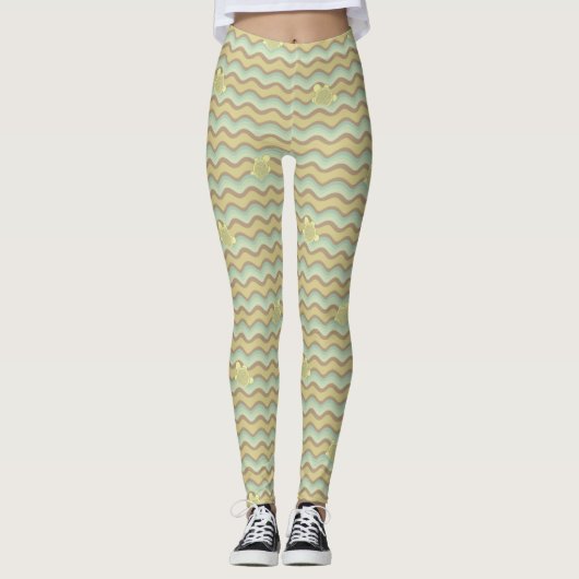 Leggings motif abstrait coloré, vagues (Devant)