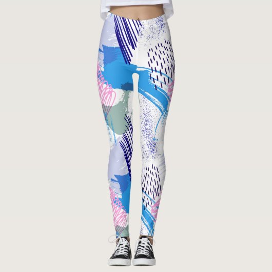 Leggings Motif abstrait de brosse coloré (Devant)