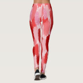 Leggings Motif Abstrait de brosses rose rouge (Dos)