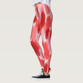 Leggings Motif Abstrait de brosses rose rouge (Gauche)