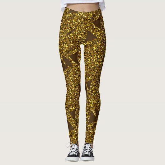 Leggings Motif abstrait doré (Devant)