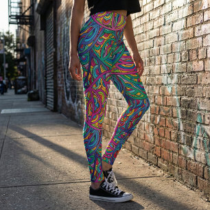 Leggings Motif Abstrait dynamique des vagues urbaines