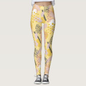 Leggings Motif Abstrait élégant et tendance en jaune et ros (Devant)