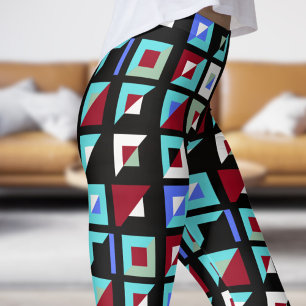 Leggings Motif Abstrait en mosaïque noire