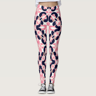 Leggings Motif Abstrait Floral Coloré