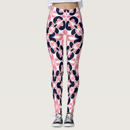 Leggings Motif Abstrait Floral Coloré (Devant)