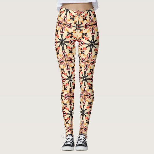Leggings Motif Abstrait jaune clair (Devant)