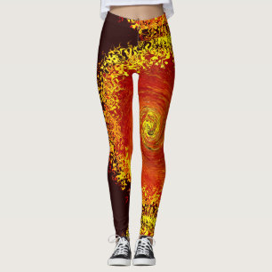 Leggings Motif abstrait jaune d'explosion solaire
