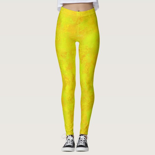 Leggings Motif Abstrait Jaune Orange Vert (Devant)