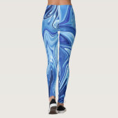Leggings Motif abstrait liquide bleu (Dos)