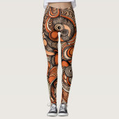 Leggings Motif Abstrait moderne Peach Orange (Devant)