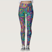 Leggings Motif Abstrait Néo-Psychedélique Rétro (Devant)