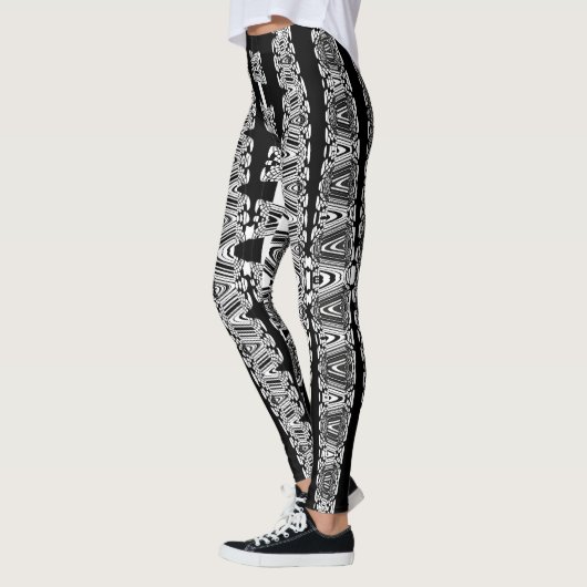 Leggings motif abstrait noir et blanc (Gauche)