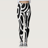 Leggings Motif Abstrait noir et blanc (Devant)