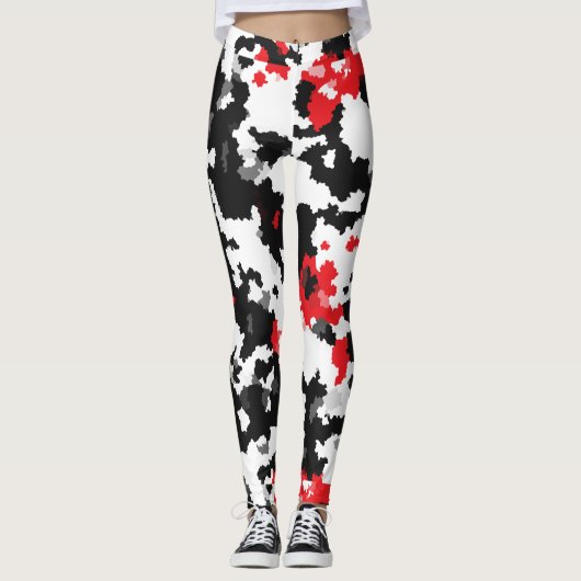 Leggings Motif Abstrait Noir et blanc cristallin (Devant)