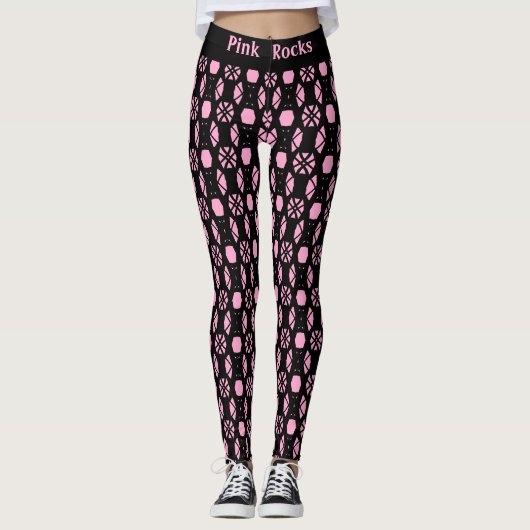 Leggings Motif Abstrait noir et rose élégant (Devant)